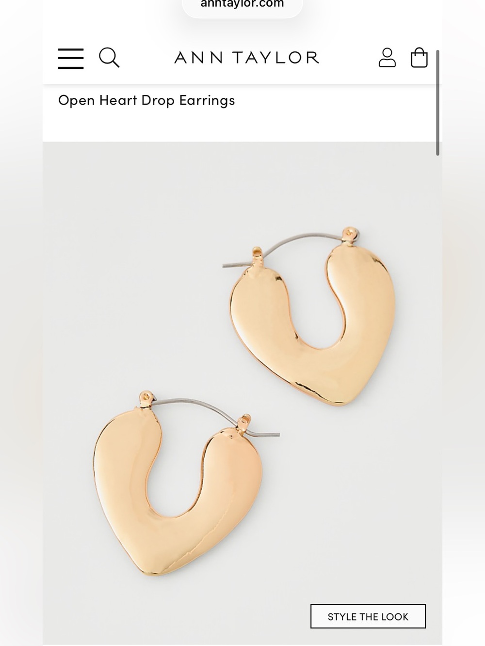 Ann Taylor Open Heart Drop Earrings Gold Tone
